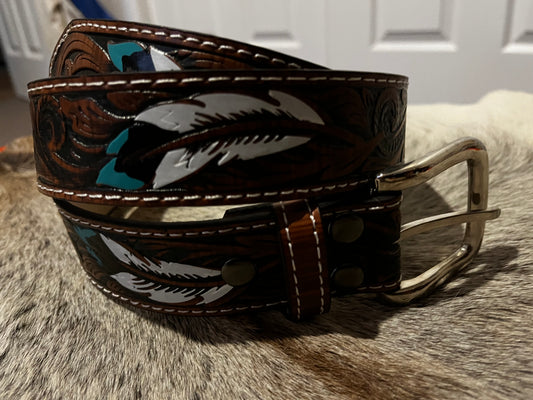 Tooled Western Belt 115cm