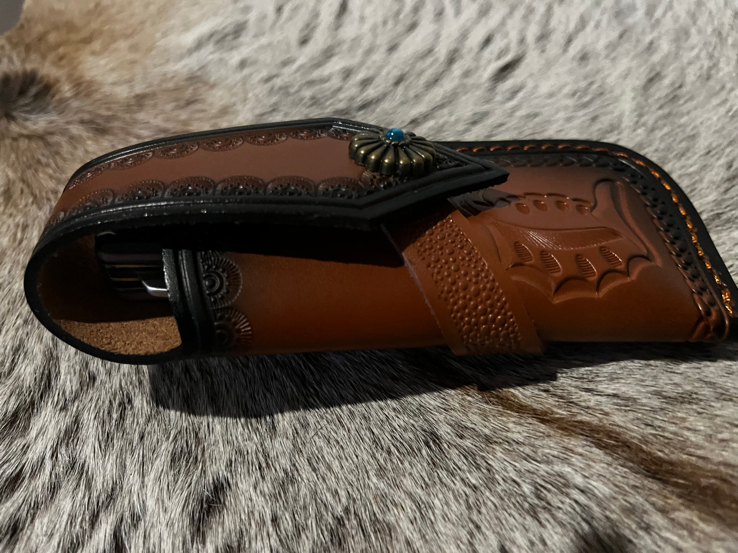 Tooled Pocket Knife Pouch